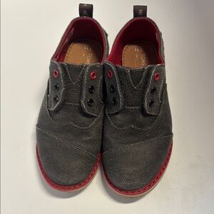 Toms Gray and Red slip on canvas with Lace-Up Design boys sz 11